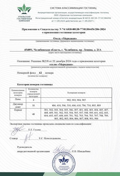 Сертификат звездности